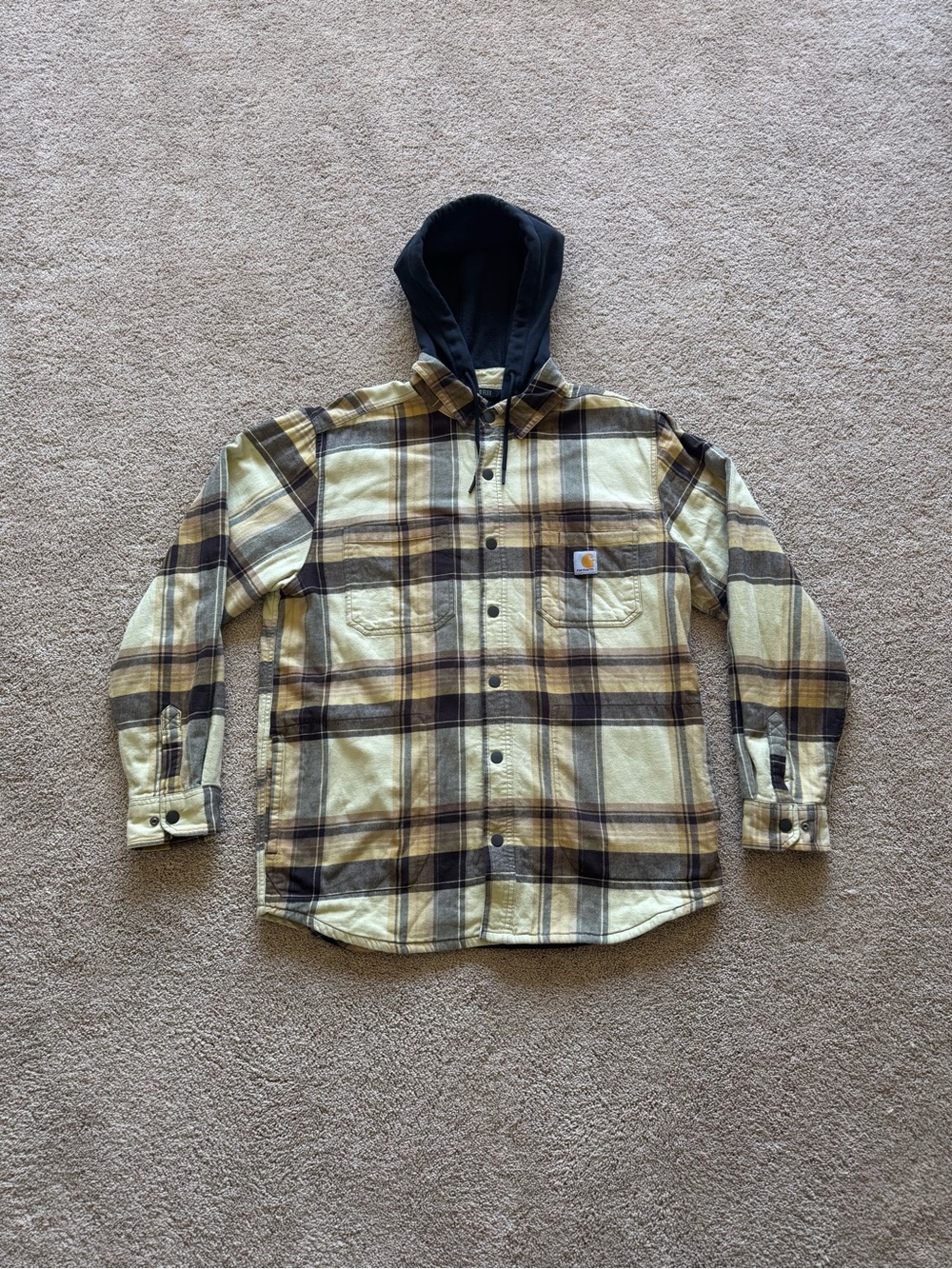 Men’s Medium Carhartt Flannel Hoodie, Great Condition, No Flaws
